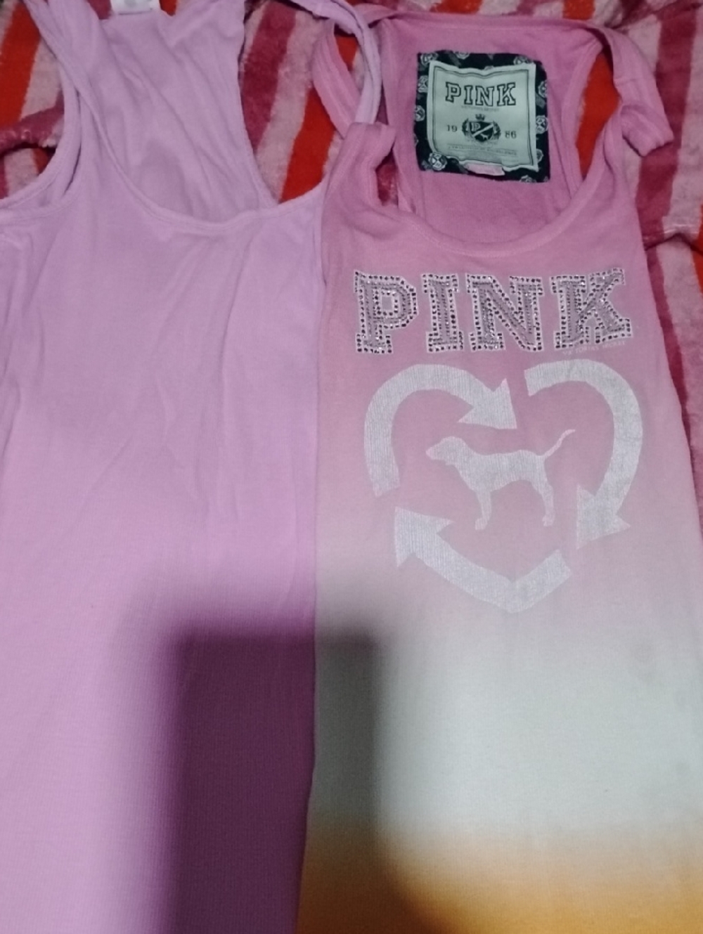 PINK Victoria's Secret Pink Ombre Tank with Heart & Dog Logo
